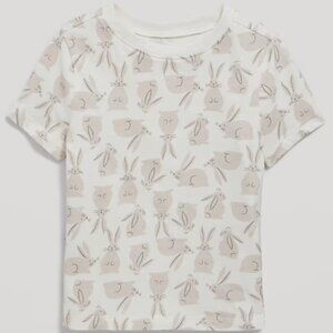 Toddler Timeless Bunny Rabbit Taupe Grey T- Shirt Rib Neck Size 5T 100% cotton